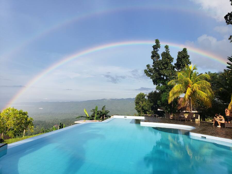 Outdoor pool, pool loungers
