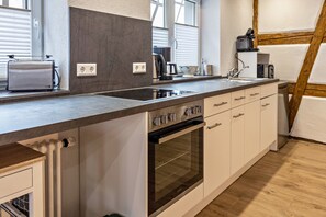 Fridge, microwave, oven, stovetop - Holiday Apartment "Schmid Am See" with Wi-Fi (Gaienhofen)