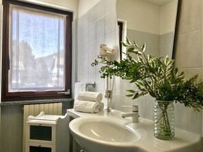 Dusche, Haartrockner, Bidet, Handtücher