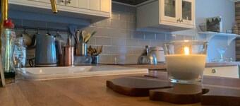 One bedroom, indoor fireplace. Right beside beach.