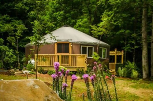 Tranquil Haven Luxury Yurt - Creekside Glamping w/ Private Hot Tub