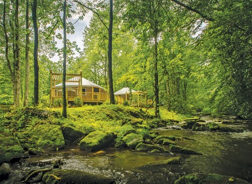 Tranquil Haven Luxury Yurt - Creekside Glamping w/ Private Hot Tub