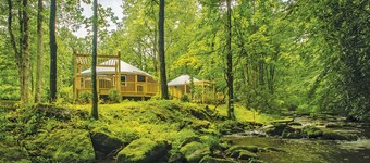 Tranquil Haven Luxury Yurt - Creekside Glamping w/ Private Hot Tub