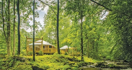 Tranquil Haven Luxury Yurt - Creekside Glamping w/ Private Hot Tub