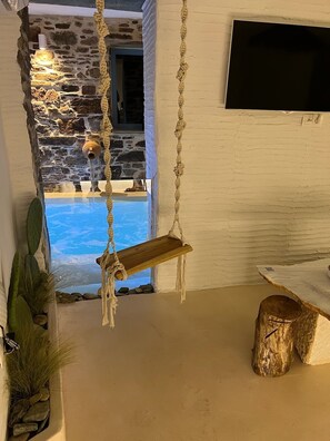 Indoor pool, a heated pool - Private Heated Pool Palia Mandra (Tinos)