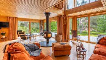 Télévision, cheminée, baby-foot, table de tennis de table