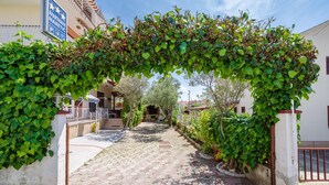 A cobblestone pathway leading to a building entrance, surrounded by greenery and a clear sky. - Apartments Maretic Brodarica A2 (Šibenik-Brodarica)