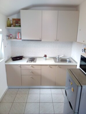 Kühlschrank, Mikrowelle, Herdplatte, Geschirrspüler