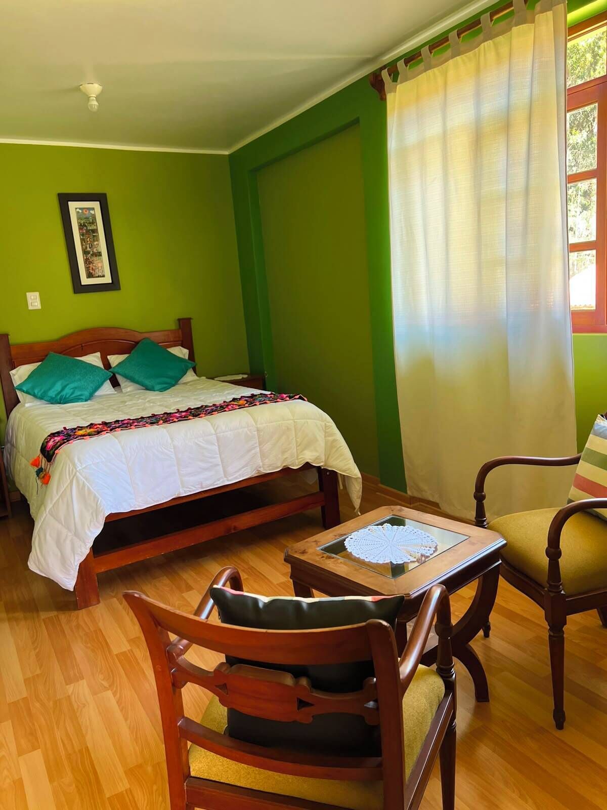 Premium bedding, down comforters, desk, laptop workspace