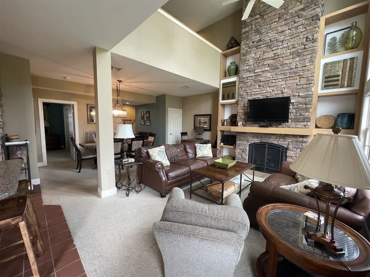 TV, fireplace, offices