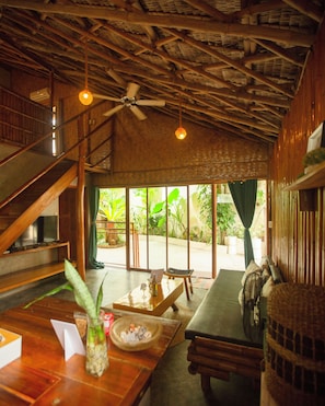 Two Bed Room Holiday Home | Living area | 37-inch LED TV with satellite channels, TV - Happiness Native Villa (El Nido)