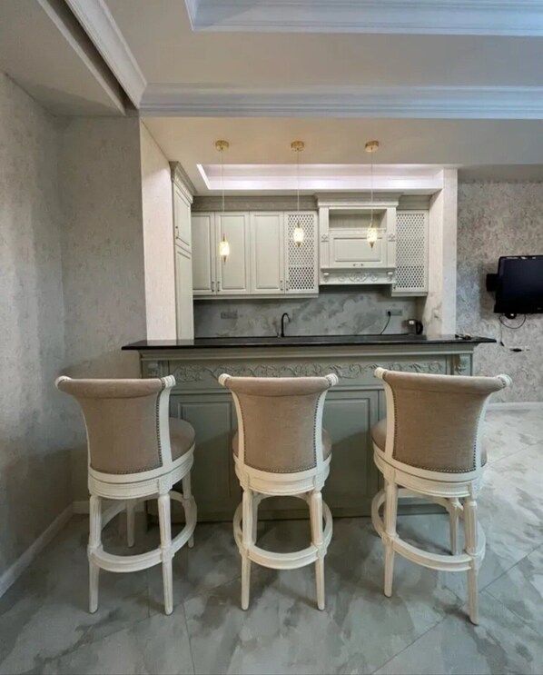 Apartment | Private kitchen | Full-size fridge, microwave, oven, stovetop - your home (Yerevan)