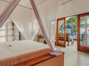 패밀리 빌라, 침실 2개, 에어컨, 바다 정면 (Zawadi) | 객실 내 금고, 각각 다른 스타일의 인테리어, 책상, 방음 설비