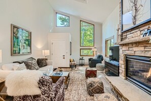 Télévision, cheminée, jeux vidéo, lecteur de DVD