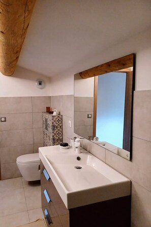 Shower, hair dryer, towels, soap - Luxury apartment jacuzzi-pool-air con (Avignon)
