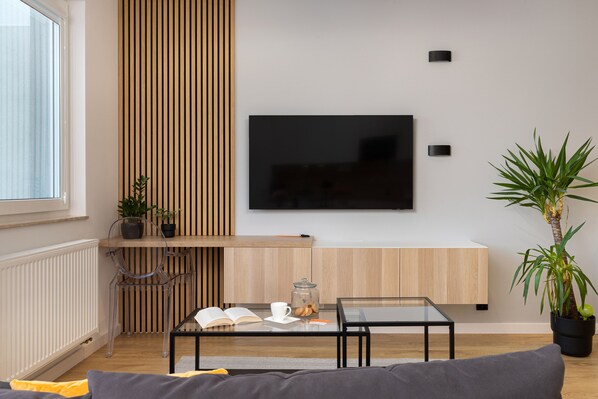 Apartment, 1 Bedroom, Terrace, Garden View | 1 bedroom, cribs/infant beds, bed sheets - Butterfly Apartment by Renters (Gdansk)