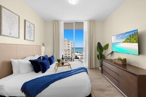 2 bedrooms, desk, iron/ironing board, travel crib