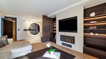 Televisión y chimenea