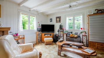 Télévision, lecteur de DVD, table de tennis de table