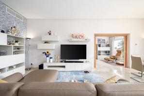 TV, lareira, DVD player