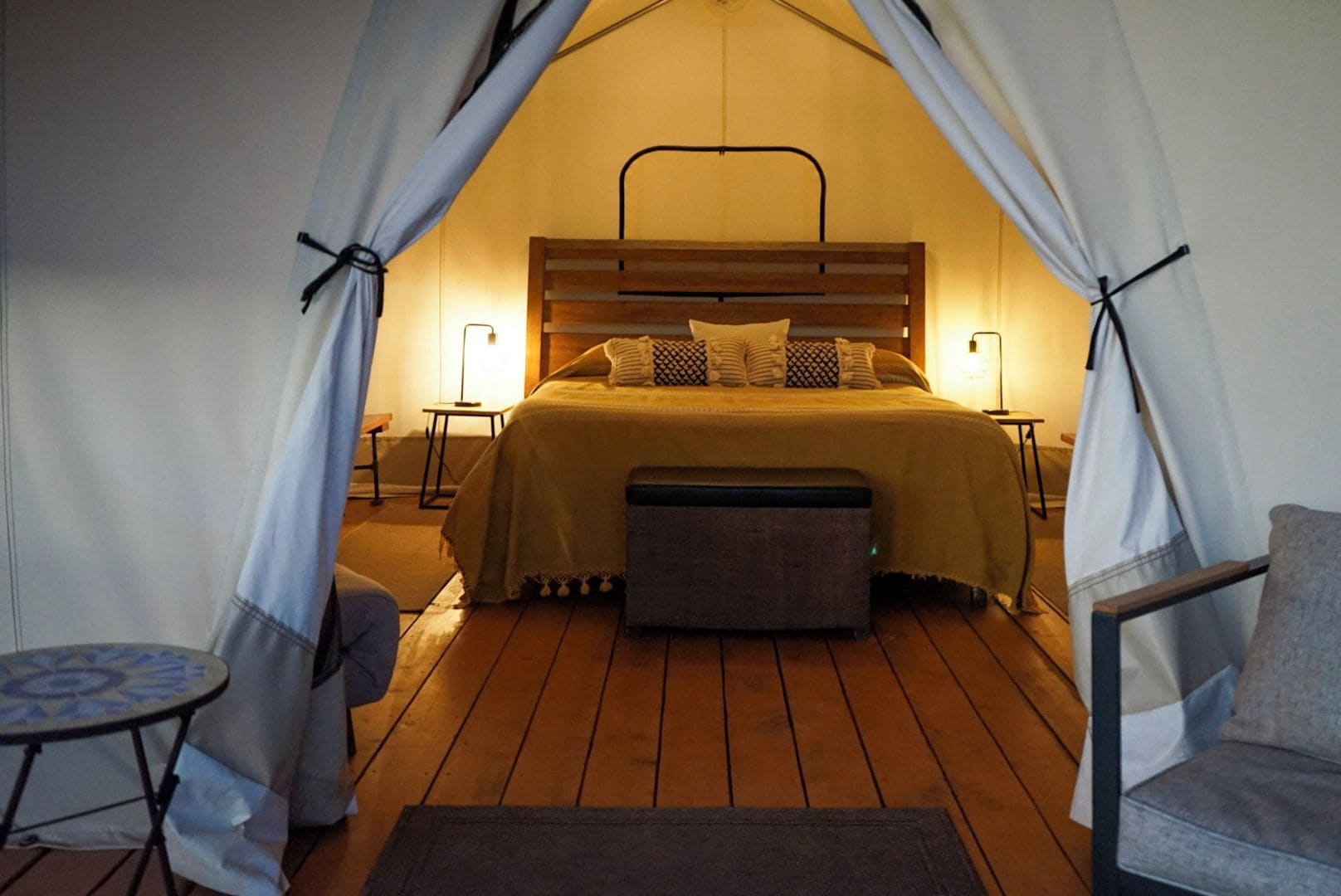 The Josey Wales Tent | Memory foam beds, cribs (surcharge), WiFi (free), individually furnished