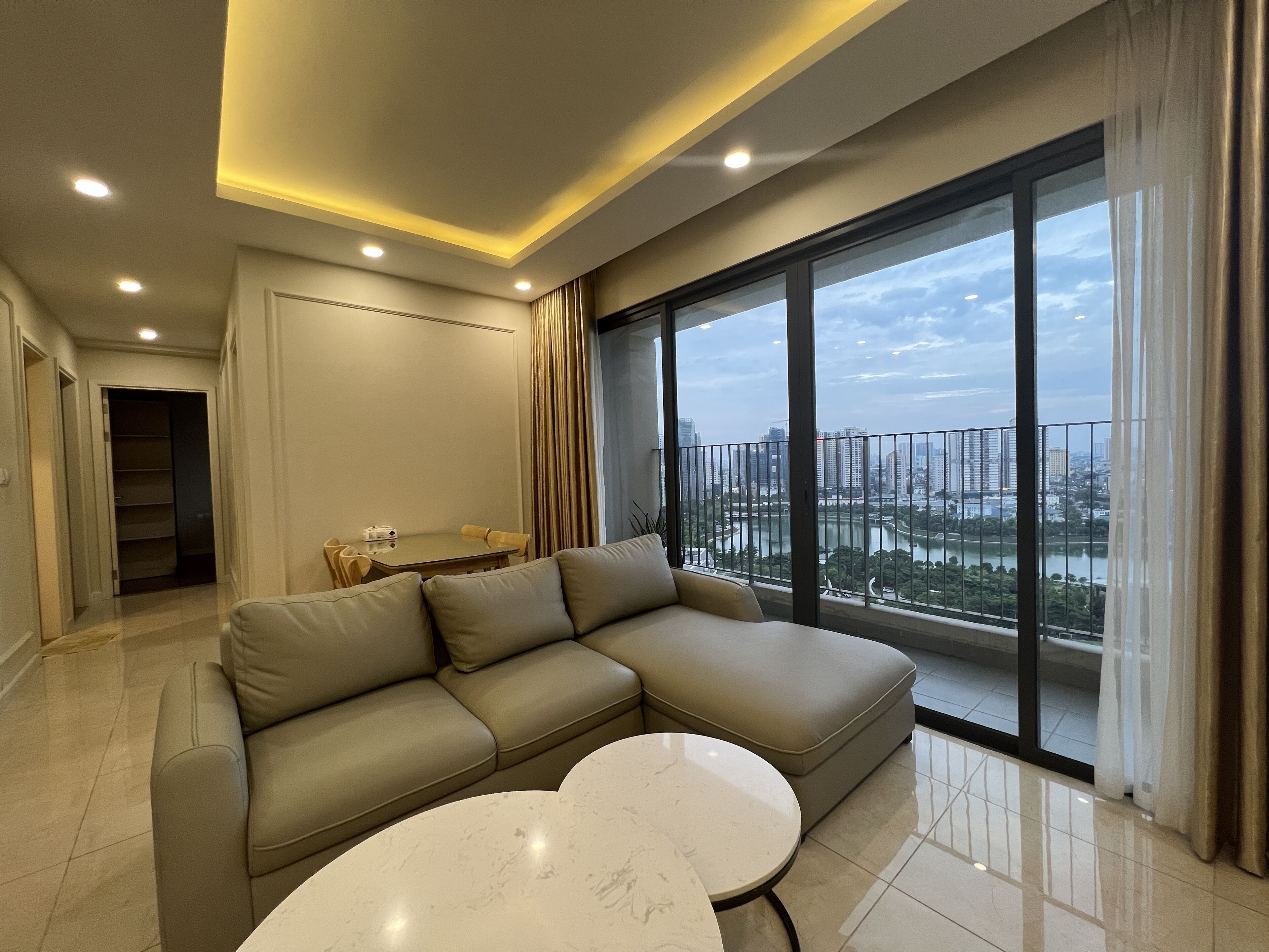 Family Apartment | Desk, laptop workspace, blackout drapes, iron/ironing board