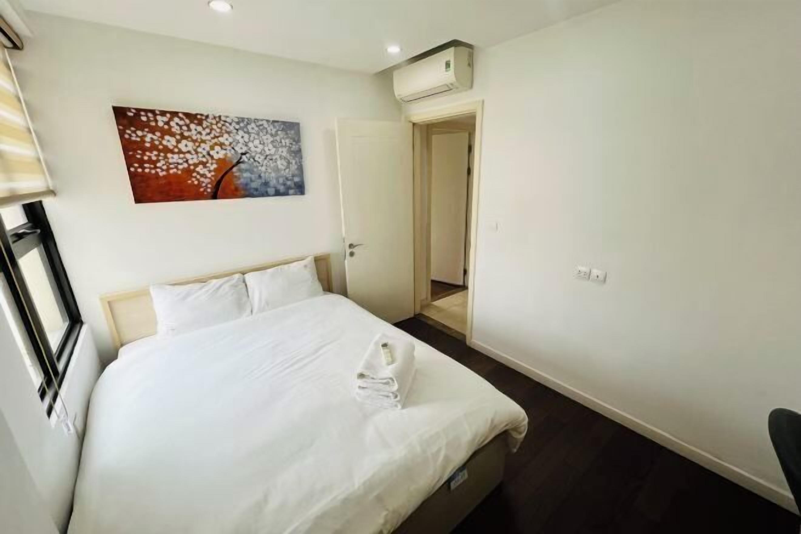 Desk, laptop workspace, blackout drapes, iron/ironing board