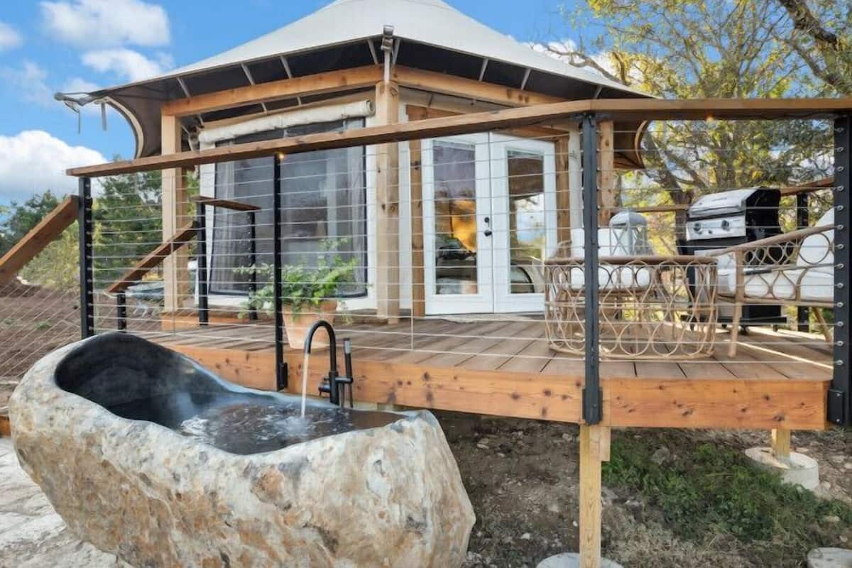 Luxury-Zelt, zum Garten hin | Terrasse/Patio