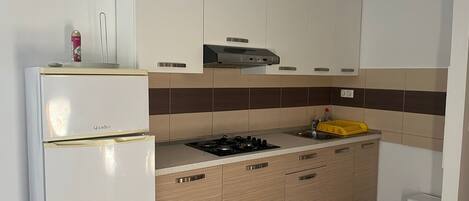 Fridge, oven, stovetop, coffee/tea maker