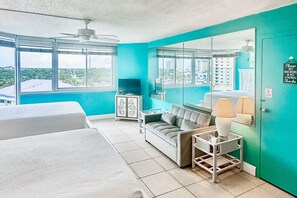 Iron/ironing board, WiFi, bed sheets - 8th-Floor studio in beachfront resort with outdoor pool, game room, gym, patio (Panama City Beach)