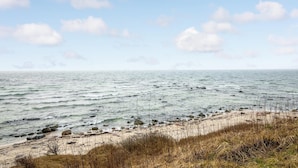 A beach with a rocky shoreline and sparse vegetation. - 3 bedroom beautiful home in Aakirkeby (Aakirkeby)