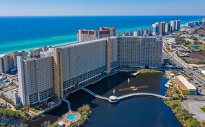 Overlooking the marina, this hotel offers stunning views of the coastline.
