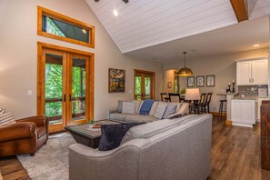 TV, fireplace, table football - Canopy Creek Luxury Home with Game Room (Brevard)