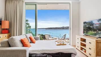 1 bedroom, desk, iron/ironing board, travel cot