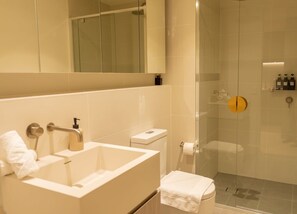 Regadera, secadora de cabello, toallas 