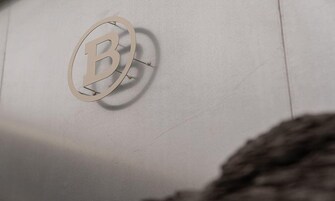 A logo on a wall.