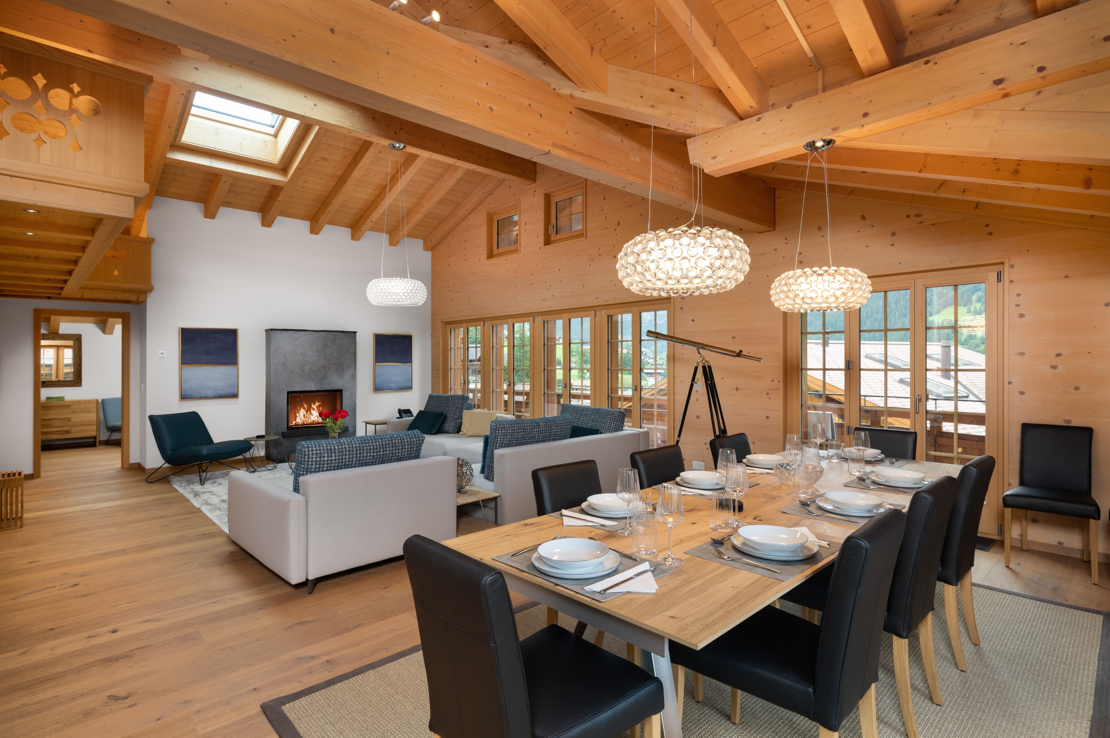Luxury Chalet Alia, 5 Bedrooms, Sauna | Living area | Fireplace, heated floors