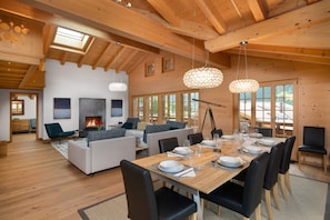 Luxury Chalet Alia, 5 Bedrooms, Sauna | Living area | Fireplace, heated floors - Chalet Alia and Apartments-Grindelwald by Swiss Hotel Apartments (Grindelwald)
