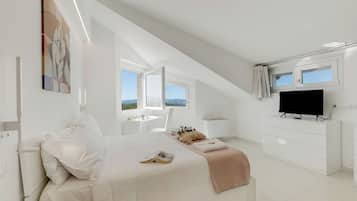 Vila família, vários quartos, geladeira e micro-ondas (Amazing Villa Chimera White View) | 5 quartos, ferros/tábuas de passar roupa, Wi-Fi de cortesia