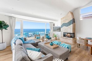 TV, fireplace - Gorgeous Oceanfront Mansion Private Sand Fire Ring (Oceanside)