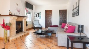 TV, fireplace, DVD player