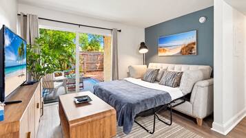 1 bedroom, iron/ironing board, travel crib, WiFi (free)