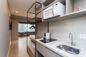 Elite Studio | Private kitchen | Mini-fridge, microwave, espresso maker, cookware/dishes/utensils - Next AW Franca by Viva - Prédio novo ao lado da Av Paulista (São Paulo)