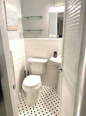 Hair dryer, towels, toilet paper