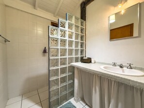 Basic Villa | Bathroom | Shower, rainfall showerhead, bidet, towels - Casa com Piscina Privativa e Natureza – Granja Viana, São Paulo (Carapicuiba)