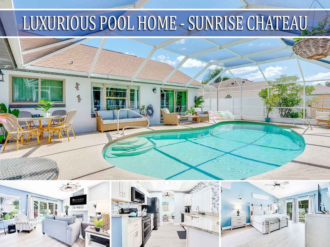 "Sunrise Chateau" - Renovated, Luxury Pool Home  - 3BR/2BA