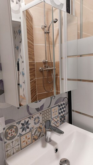 Shower, hair dryer