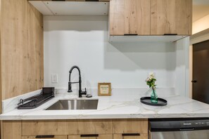 Fridge, microwave, stovetop, dishwasher
