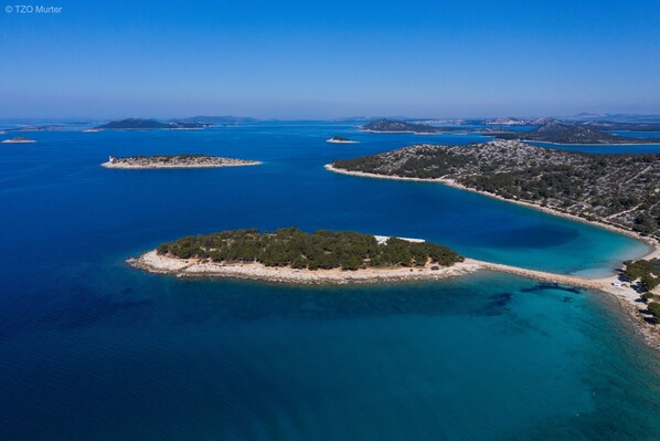 Aerial view - Apartments Sunce - with sea view (Blue A2) (Murter)