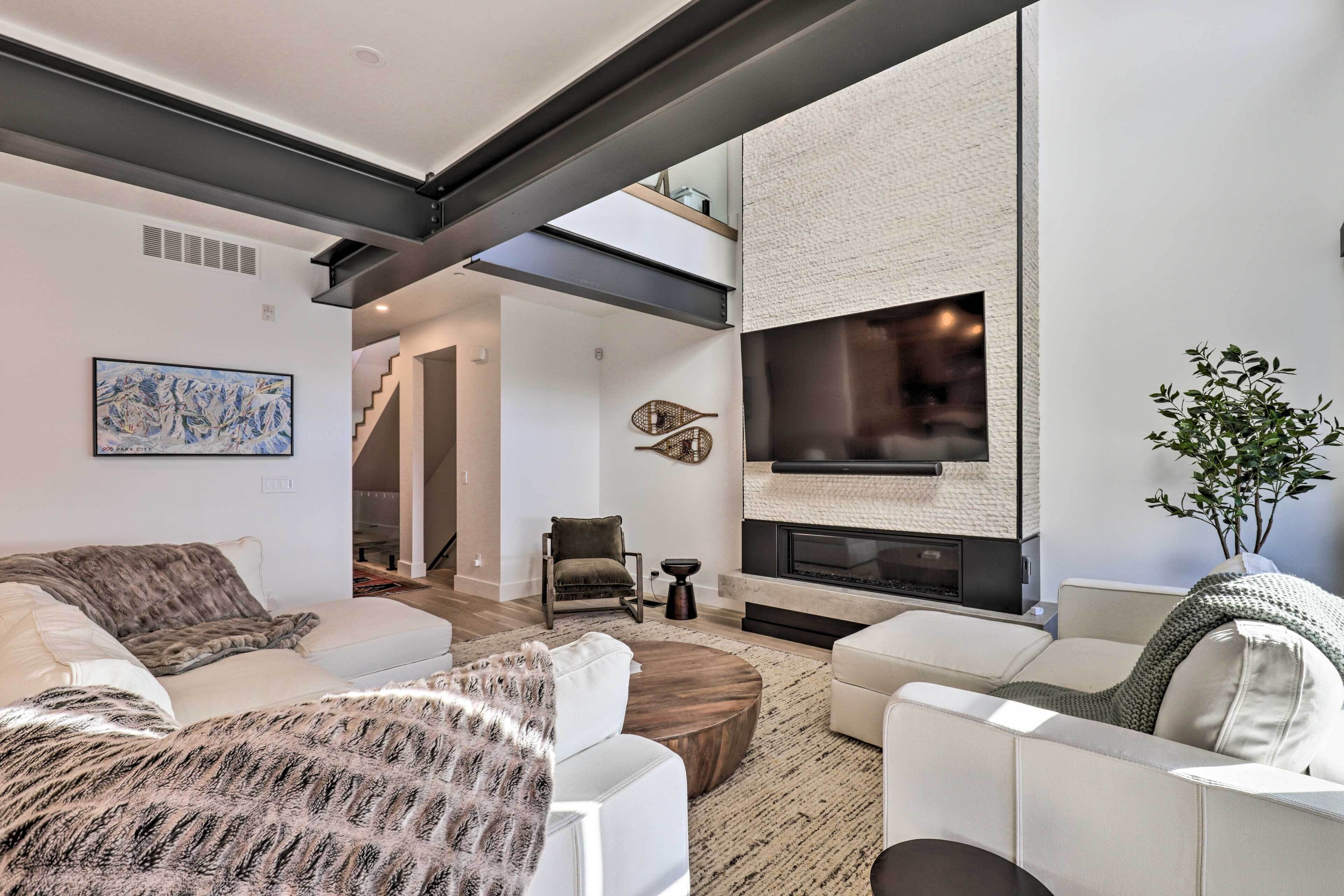 TV, fireplace, stereo, computer monitors